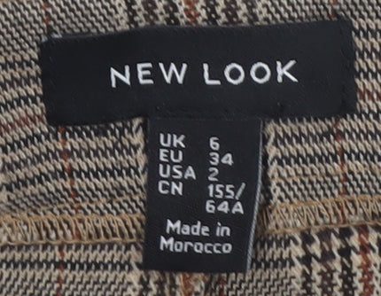 New Look Women’s Brown Checked Tapered Slim Trousers Size 6