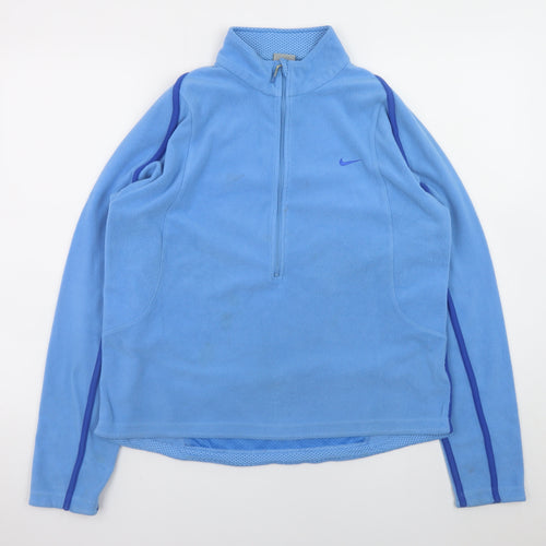 Nike Women Blue Therma-Fit 1/2 Zip Fleece Sweatshirt Size L (12-14)