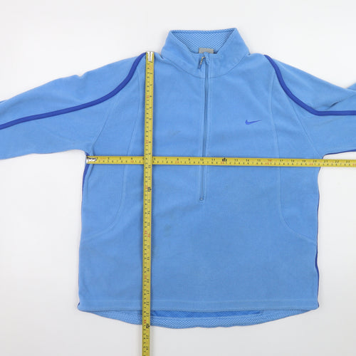 Nike Women Blue Therma-Fit 1/2 Zip Fleece Sweatshirt Size L (12-14)