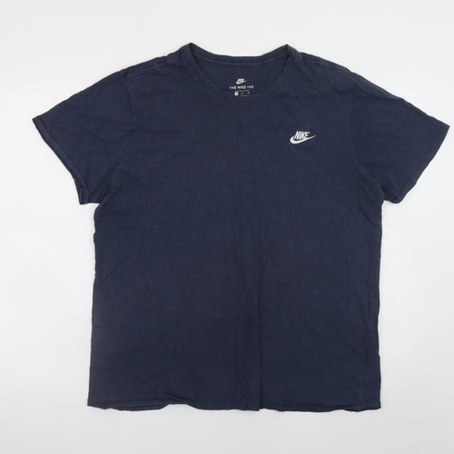 Nike Men's Blue XL Athletic Fit Cotton Crew Neck T-Shirt