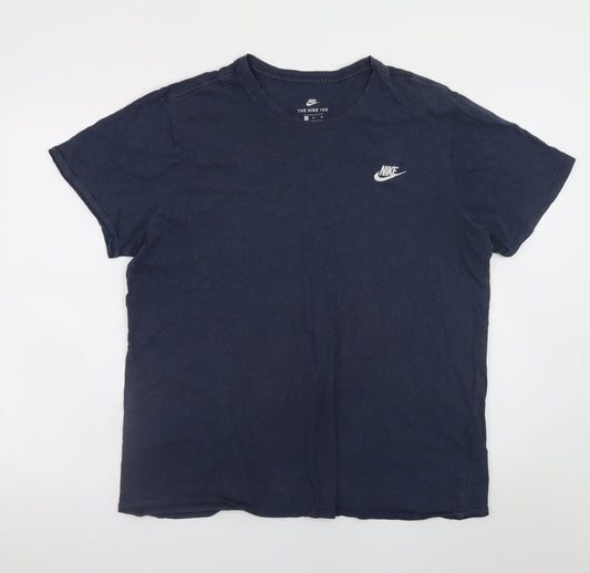 Nike Men's Blue XL Athletic Fit Cotton Crew Neck T-Shirt