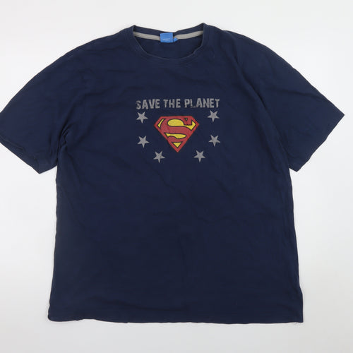 Superman Men's Blue XL Graphic Print Crew Neck T-Shirt