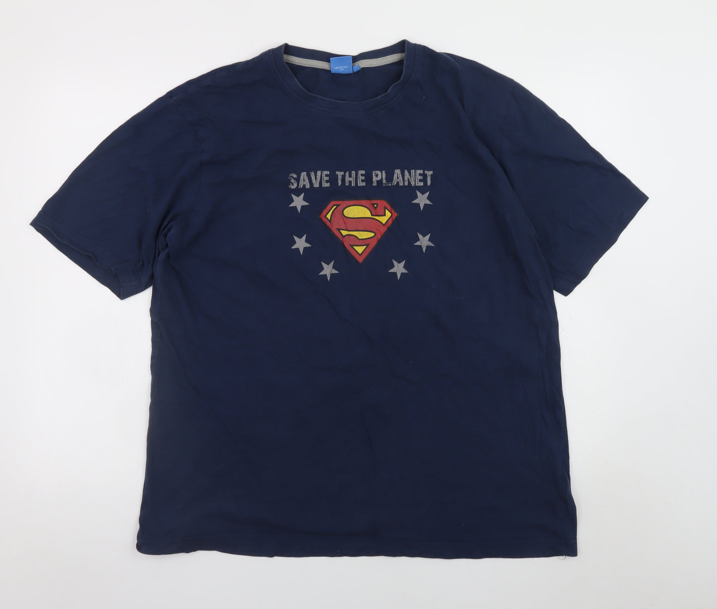Superman Men's Blue XL Graphic Print Crew Neck T-Shirt