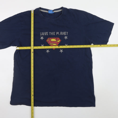 Superman Men's Blue XL Graphic Print Crew Neck T-Shirt