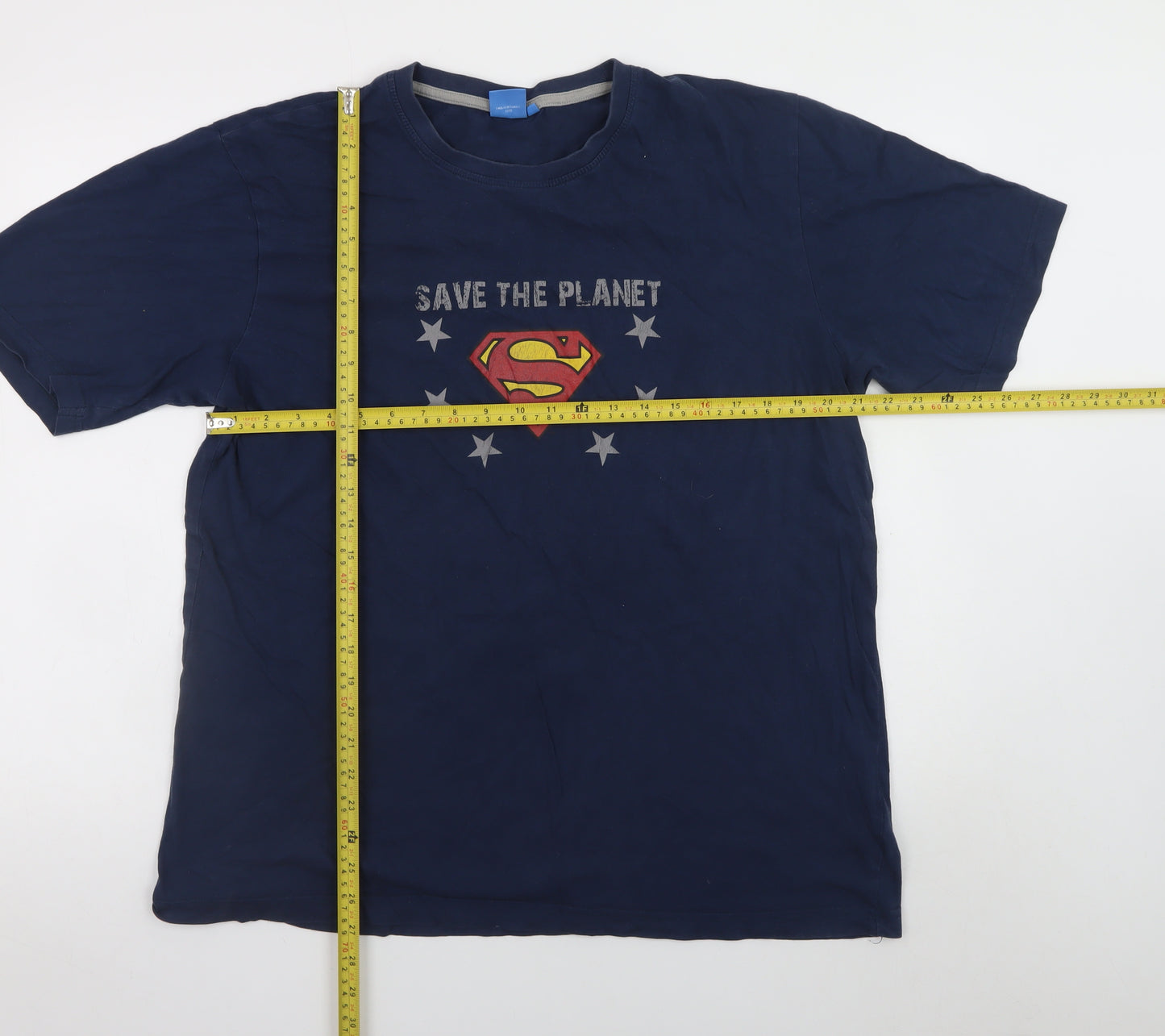 Superman Men's Blue XL Graphic Print Crew Neck T-Shirt