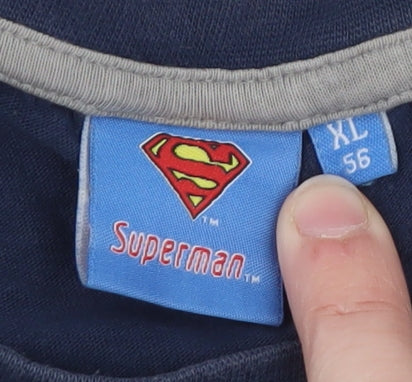 Superman Men's Blue XL Graphic Print Crew Neck T-Shirt