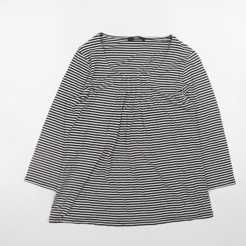 Marks and Spencer Women’s Black White Striped Long Sleeve Viscose Top UK 10