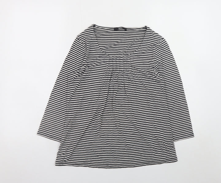 Marks and Spencer Women’s Black White Striped Long Sleeve Viscose Top UK 10