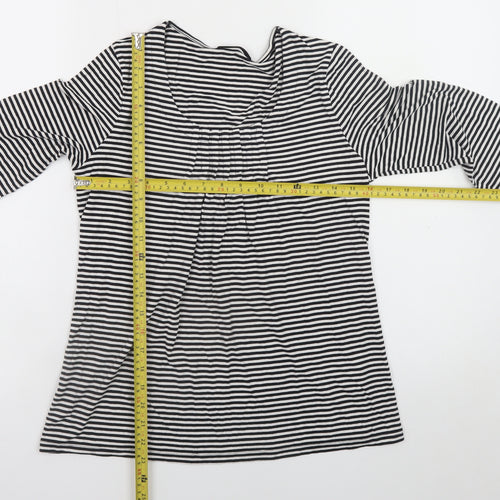 Marks and Spencer Women’s Black White Striped Long Sleeve Viscose Top UK 10