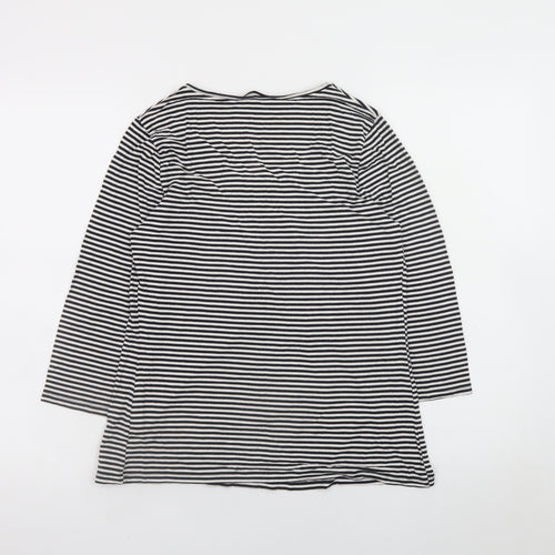 Marks and Spencer Women’s Black White Striped Long Sleeve Viscose Top UK 10