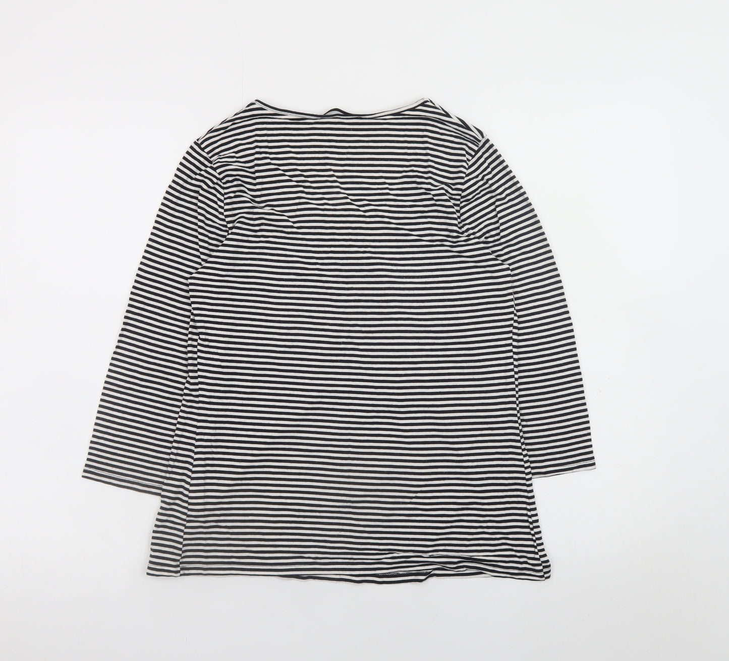 Marks and Spencer Women’s Black White Striped Long Sleeve Viscose Top UK 10