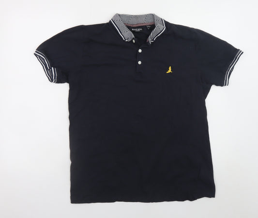 Brave Soul Men's Navy Blue Cotton Polo Shirt Size L Regular Fit