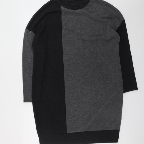 Roman Women’s Black Grey Colourblock Knit Shift Dress Size 14