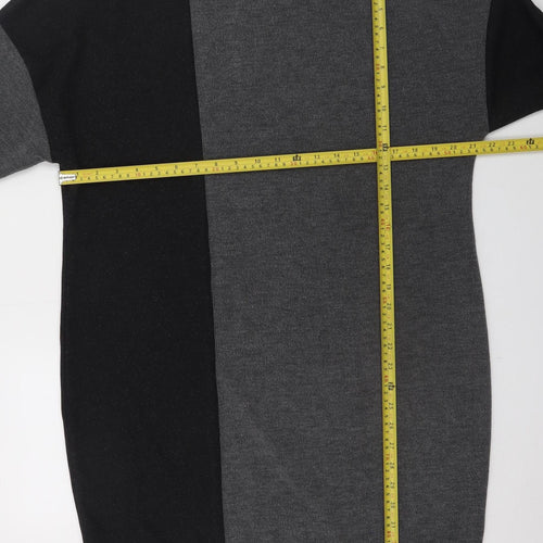Roman Women’s Black Grey Colourblock Knit Shift Dress Size 14