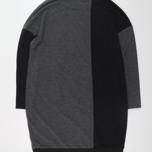 Roman Women’s Black Grey Colourblock Knit Shift Dress Size 14
