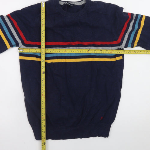 Crew Clothing Company Men's Blue Striped Cotton Jumper Size M