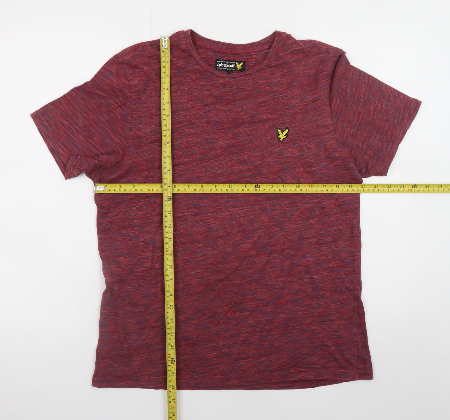 Lyle & Scott Men's Red Marl Crew Neck Cotton T-Shirt Size M