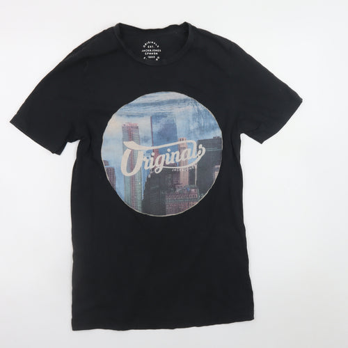 Jack & Jones Men's Black City Graphic Print T-Shirt Size S