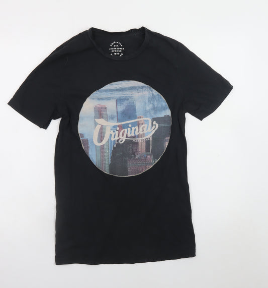 Jack & Jones Men's Black City Graphic Print T-Shirt Size S