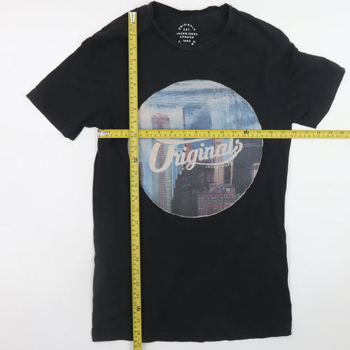 Jack & Jones Men's Black City Graphic Print T-Shirt Size S