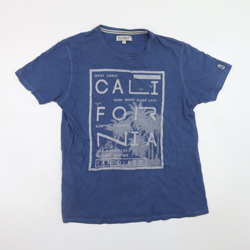 P.G. Field Men's Blue California Graphic Cotton T-Shirt Size L