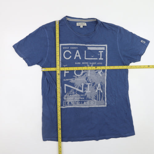 P.G. Field Men's Blue California Graphic Cotton T-Shirt Size L