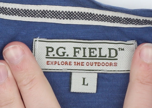 P.G. Field Men's Blue California Graphic Cotton T-Shirt Size L