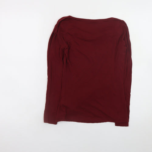 Massimo Dutti Women's Red Cowl Neck Long Sleeve Blouse XS