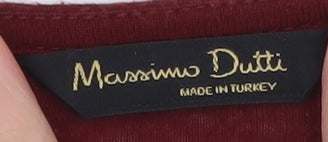 Massimo Dutti Women's Red Cowl Neck Long Sleeve Blouse XS