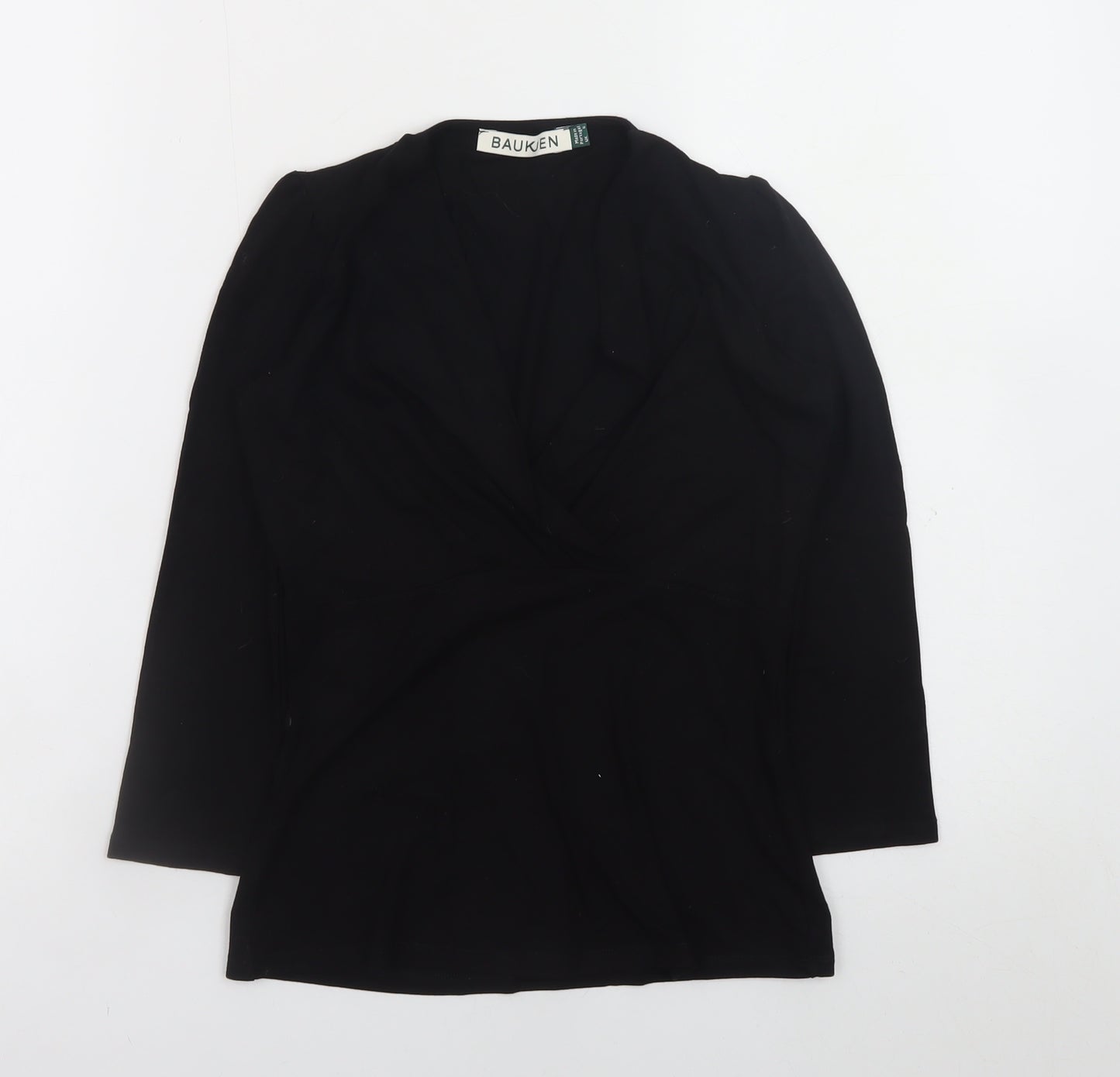 Baukjen Womens Black Wrap V-Neck Long Sleeve Blouse UK 6