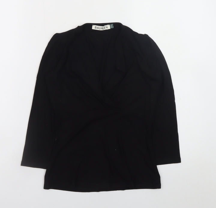 Baukjen Womens Black Wrap V-Neck Long Sleeve Blouse UK 6