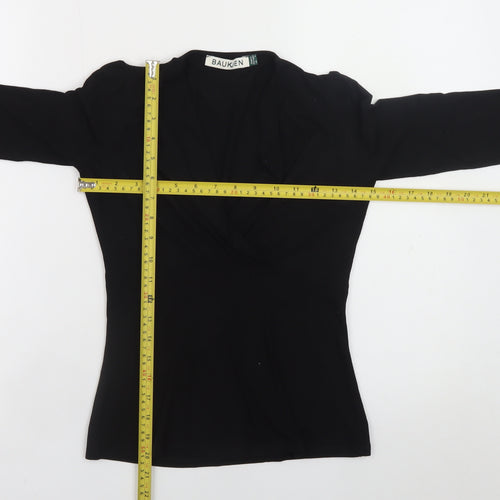 Baukjen Womens Black Wrap V-Neck Long Sleeve Blouse UK 6
