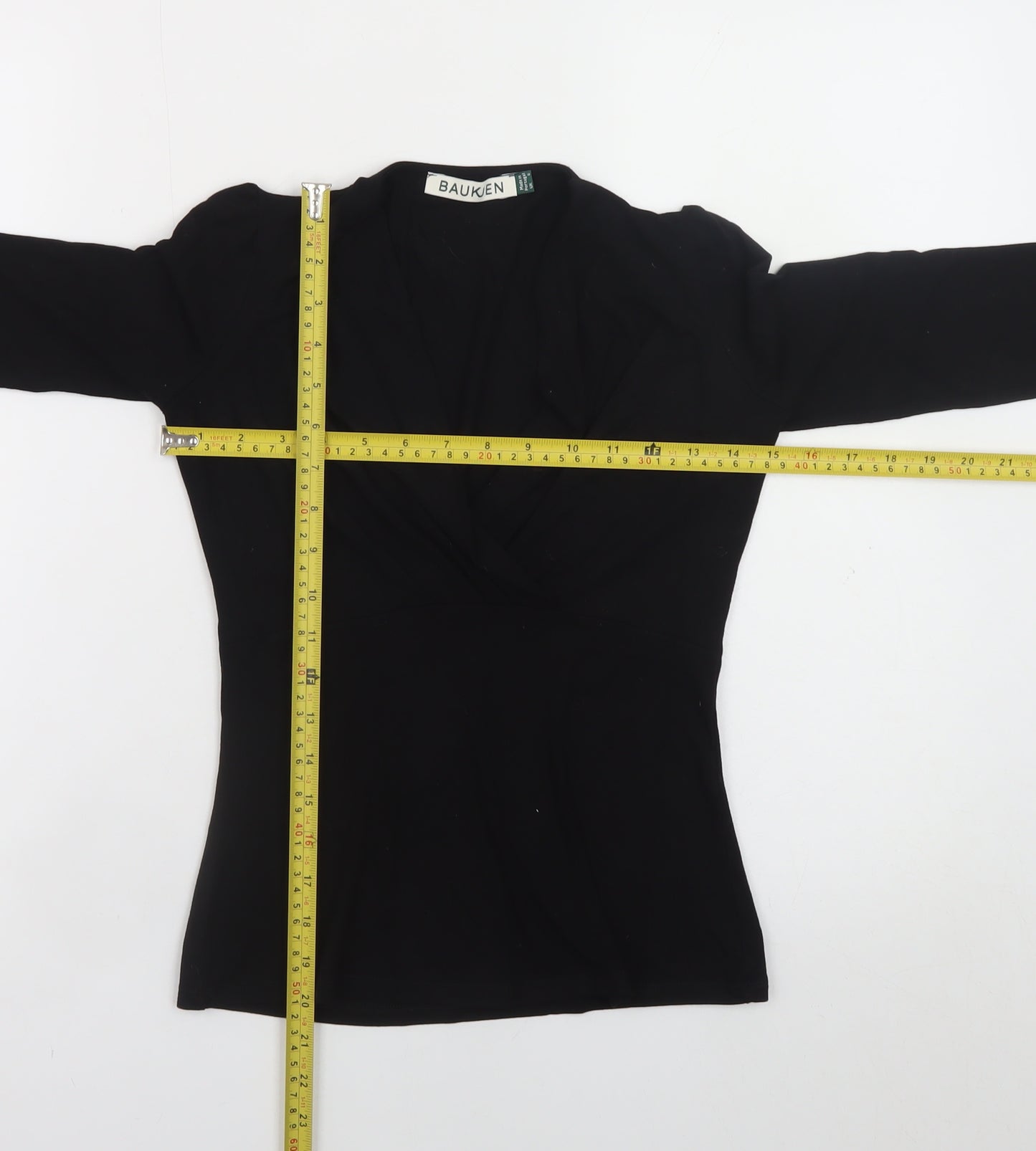 Baukjen Womens Black Wrap V-Neck Long Sleeve Blouse UK 6