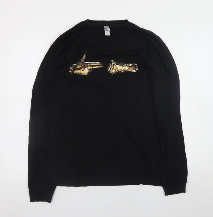 American Apparel Men's Black Long Sleeve Graphic T-Shirt Size M