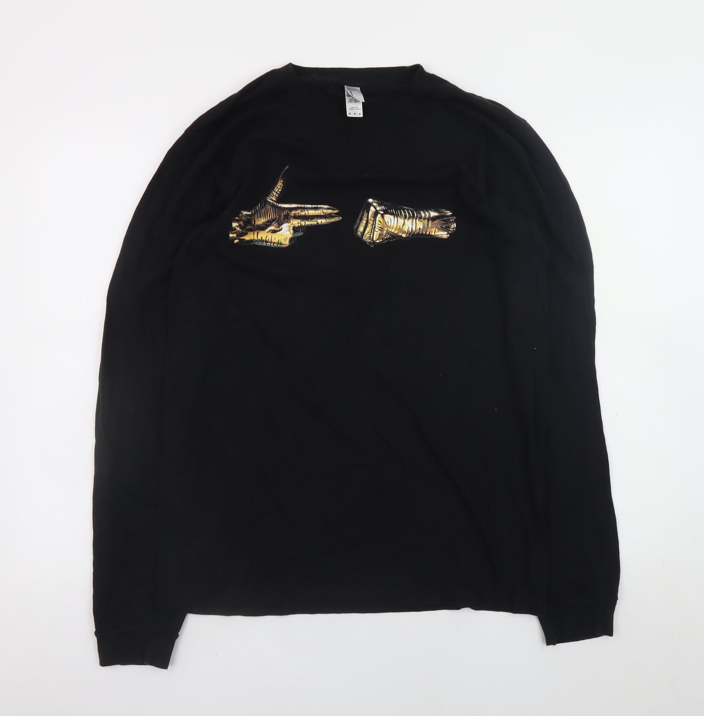 American Apparel Men's Black Long Sleeve Graphic T-Shirt Size M