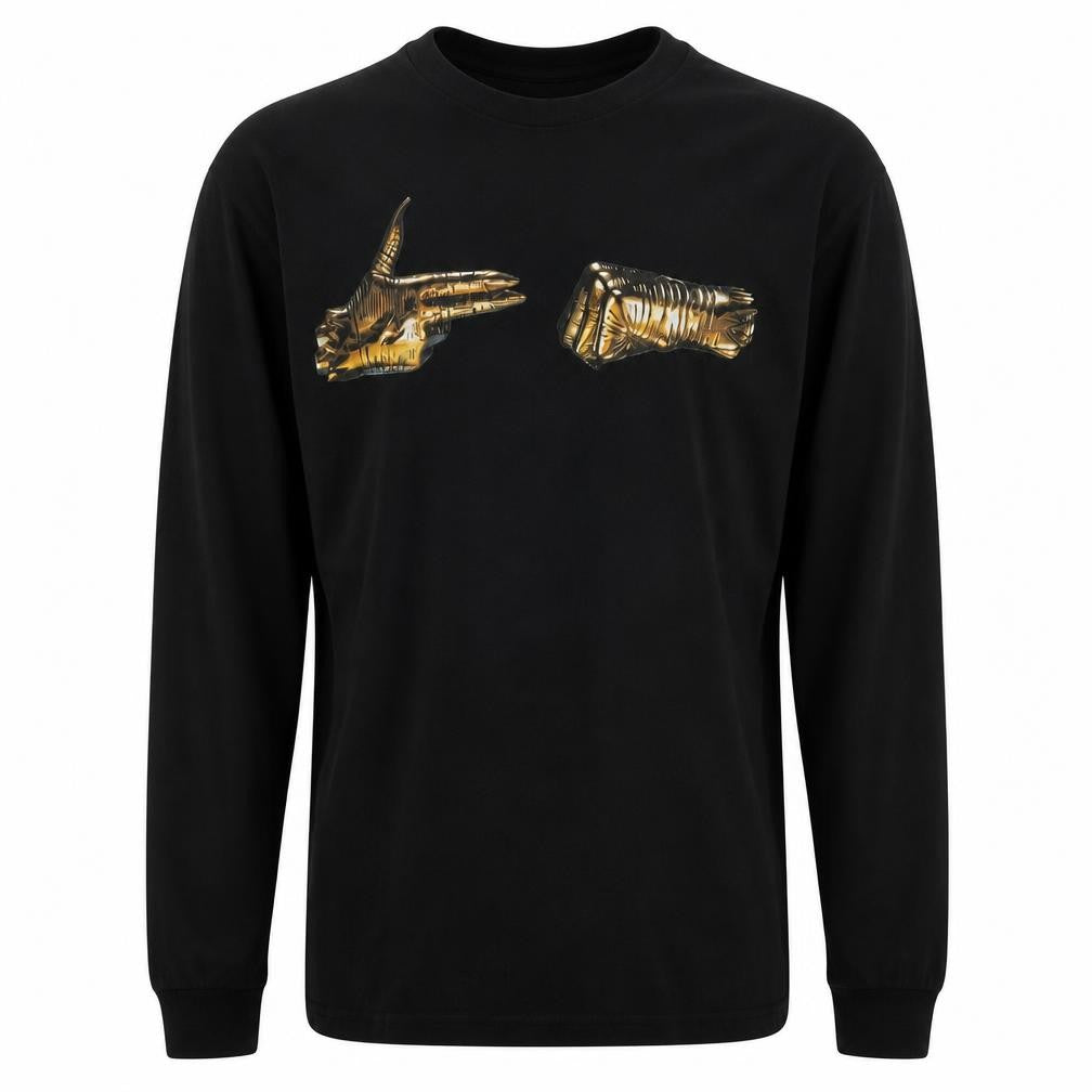 American Apparel Men's Black Long Sleeve Graphic T-Shirt Size M