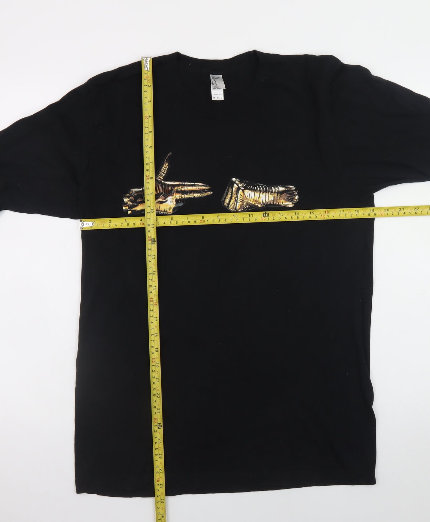 American Apparel Men's Black Long Sleeve Graphic T-Shirt Size M