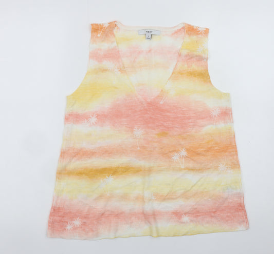 Next Womens Multicoloured V-Neck Sleeveless Knit Tank Top Size S