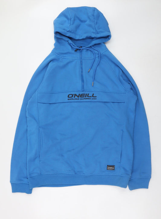 O'Neill Men's Blue 1/2 Zip Hoodie Size L Regular Fit Logo Pullover