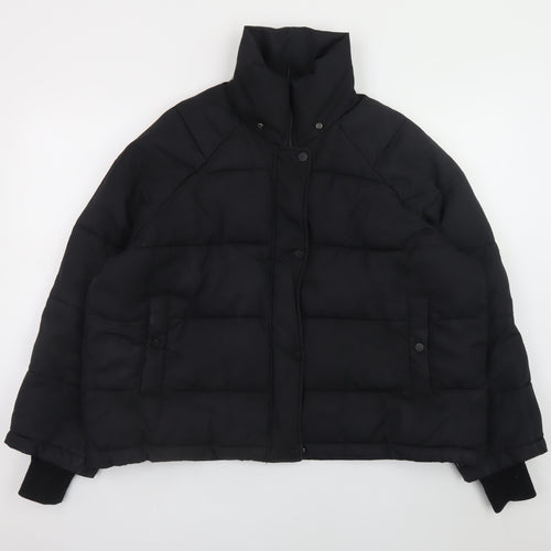 H&M Women Black Puffer Jacket S Quilted Short Winter Coat