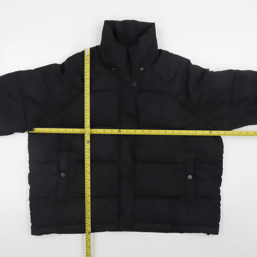 H&M Women Black Puffer Jacket S Quilted Short Winter Coat