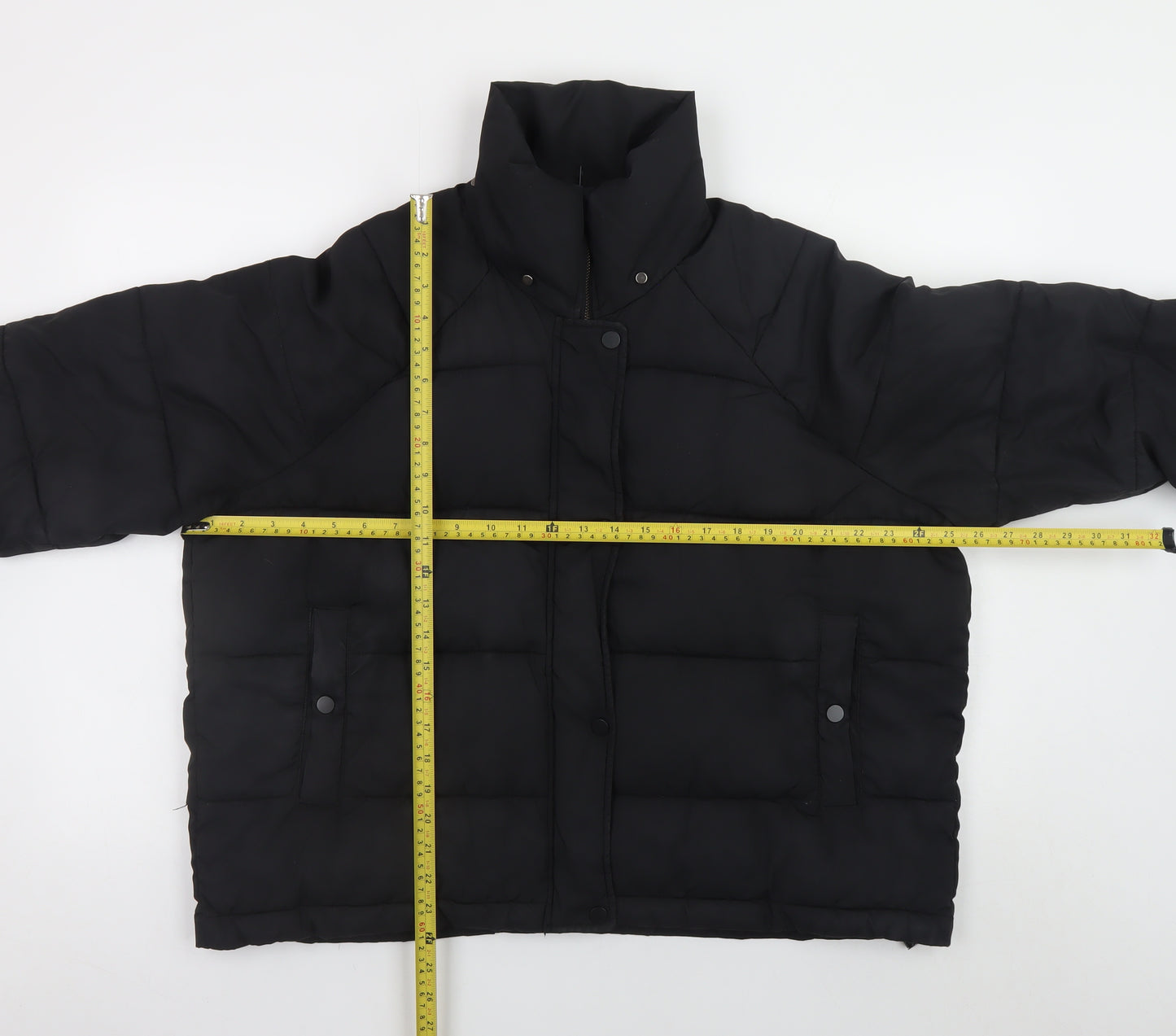 H&M Women Black Puffer Jacket S Quilted Short Winter Coat