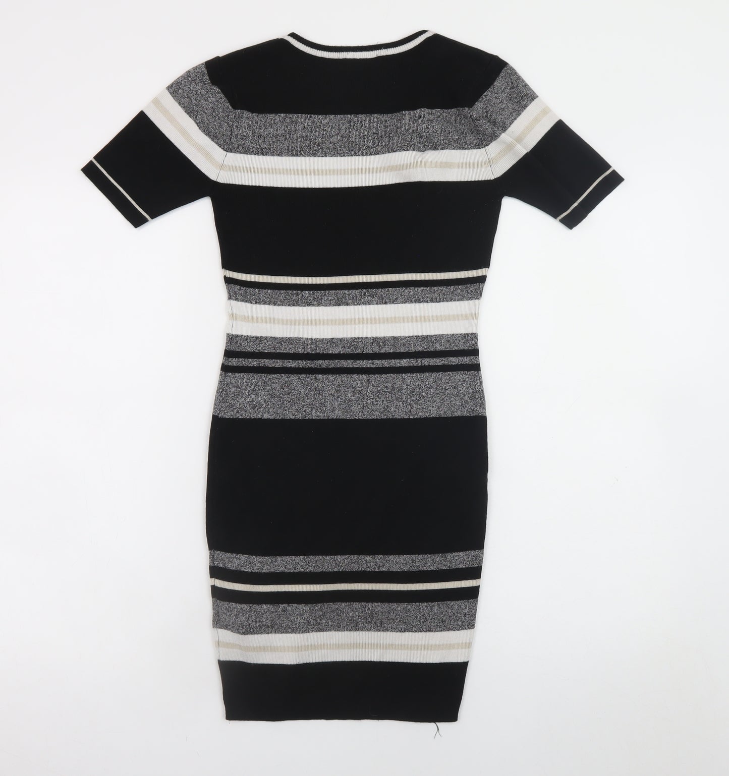 New Look Women's Black Striped Bodycon Knit Dress Size 6