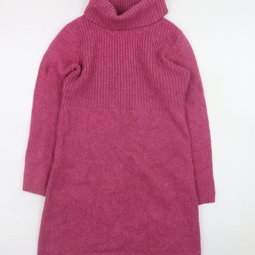 Boden Women Pink Wool Jumper Dress UK 12 Roll Neck Long Sleeve Knit