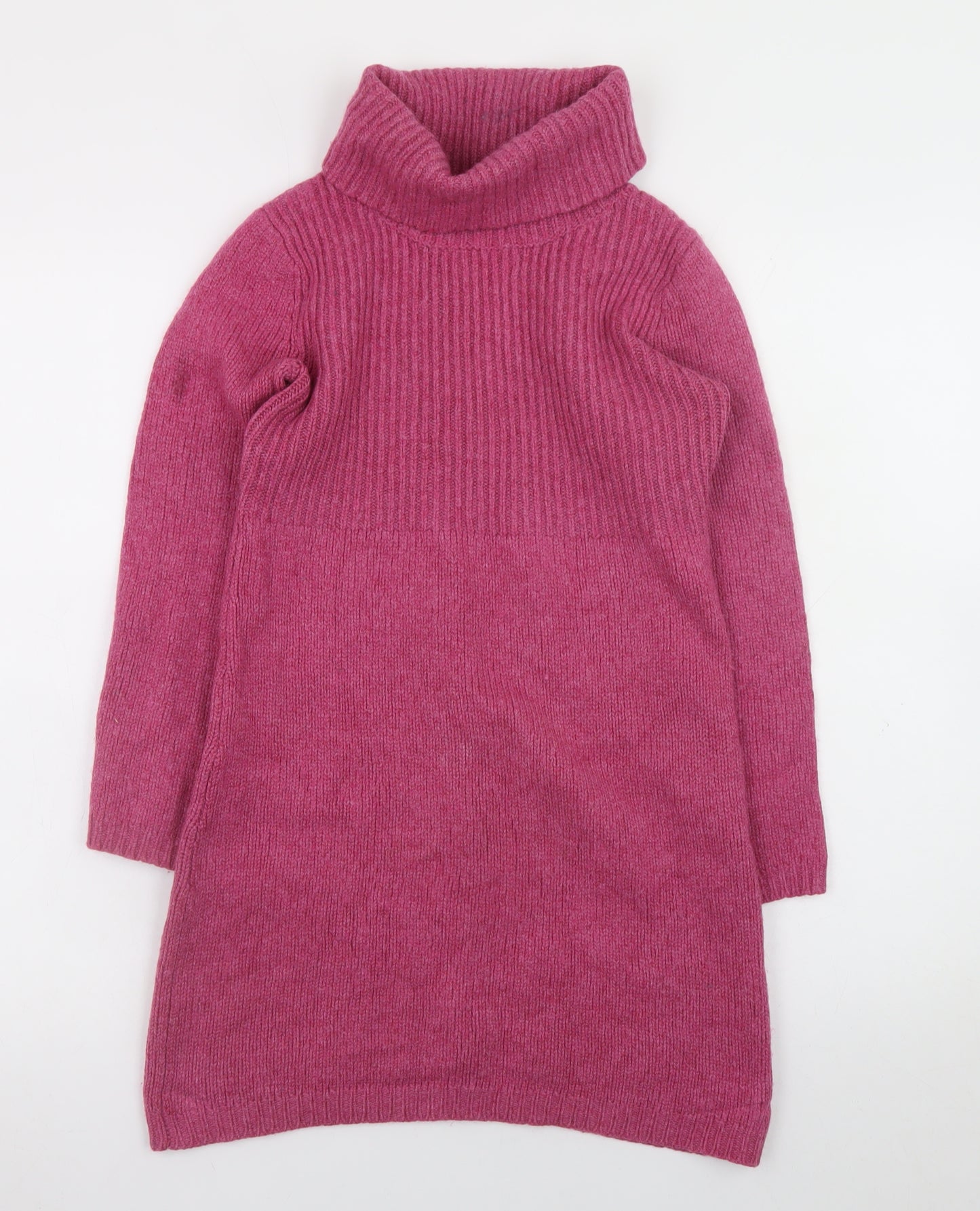 Boden Women Pink Wool Jumper Dress UK 12 Roll Neck Long Sleeve Knit