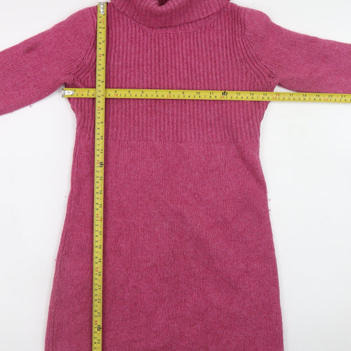Boden Women Pink Wool Jumper Dress UK 12 Roll Neck Long Sleeve Knit
