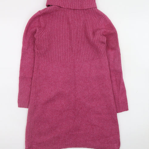 Boden Women Pink Wool Jumper Dress UK 12 Roll Neck Long Sleeve Knit