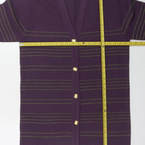 Chianti Women’s Purple Striped Cardigan M Merino Wool Blend