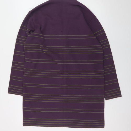 Chianti Women’s Purple Striped Cardigan M Merino Wool Blend