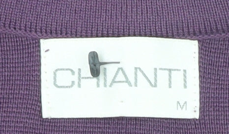 Chianti Women’s Purple Striped Cardigan M Merino Wool Blend